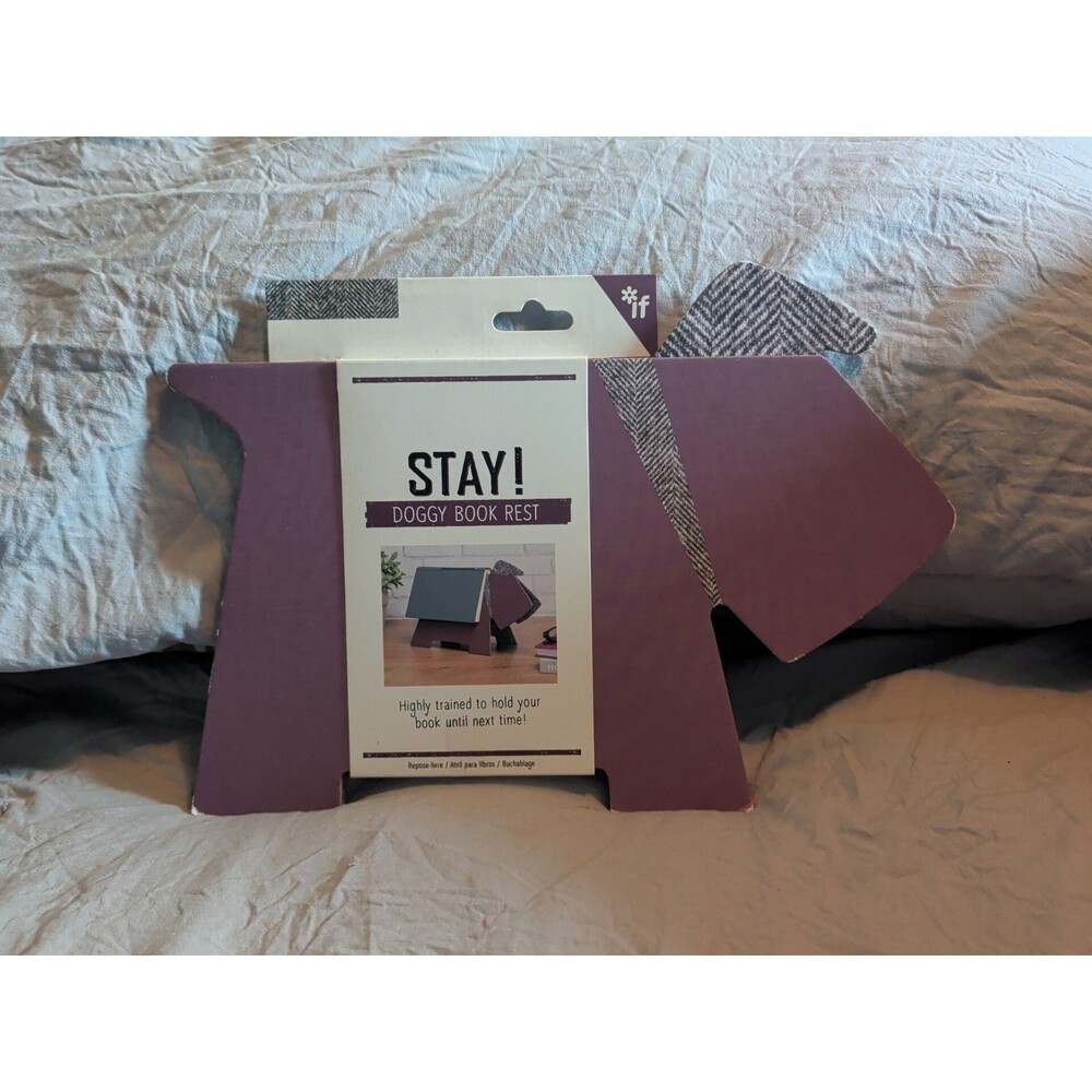 Stay! Doggy Book Rest from IF, Purple And Gray Cardboard